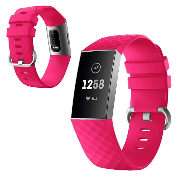Fitbit Charge 4 / 3 diamond pattern watch band - Rose Size: S Röd