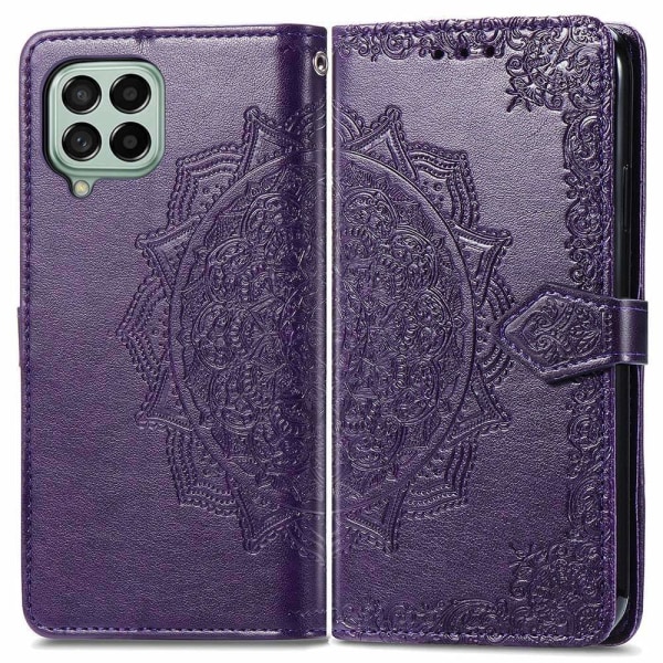 Mandala Samsung Galaxy M53 5G nahkakotelo - Violetti Purple