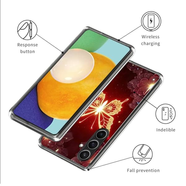 Vibe Samsung Galaxy S24 FE -kansi - Kultainen Perhonen Red