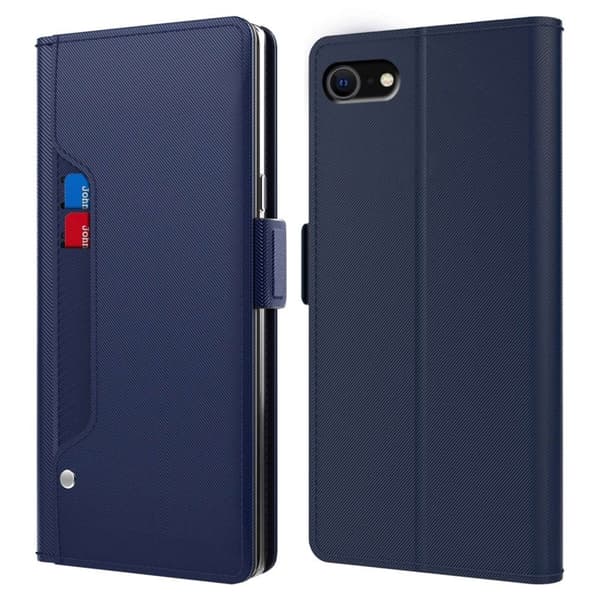 Phone Etui med Make-up Mirror og Slick Design til iPhone Se (2022) / 2020 / 8 / 7 - Blå Blue