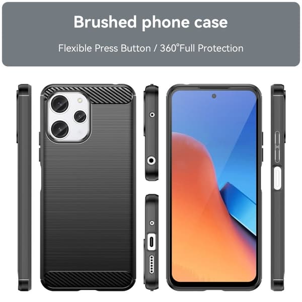 Carbon Flex Etui Xiaomi Redmi 12 5g / Poco M6 Pro 5g - Svart Black