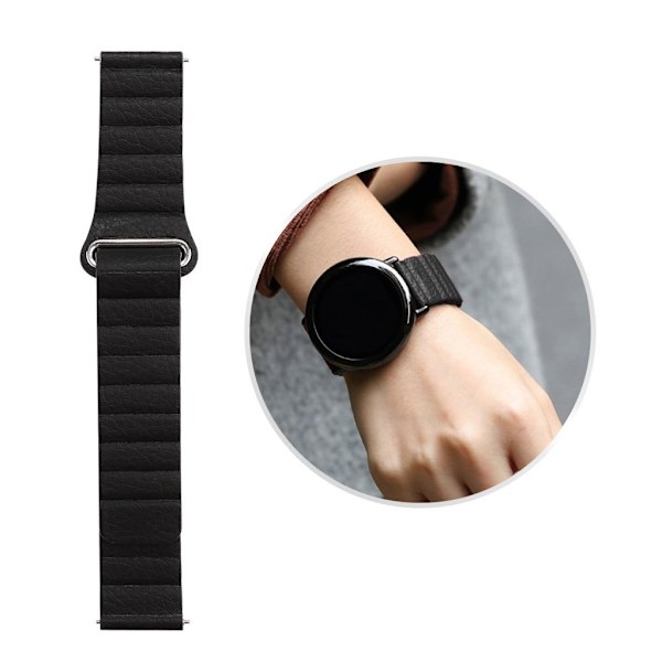 Garmin Vivomove 3S ægte læder Urrem - Sort Black