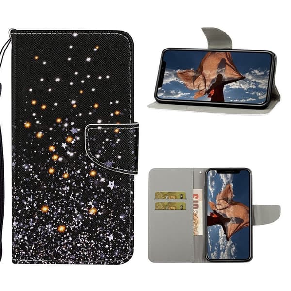 Wonderland iPhone 12 / 12 Pro Flippetui - Star og Glitter Black