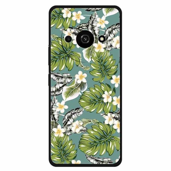 Imagine Xiaomi Redmi A3 / Xiaomi Poco C61 deksel - Plantain Leaf + Gullblomst Green