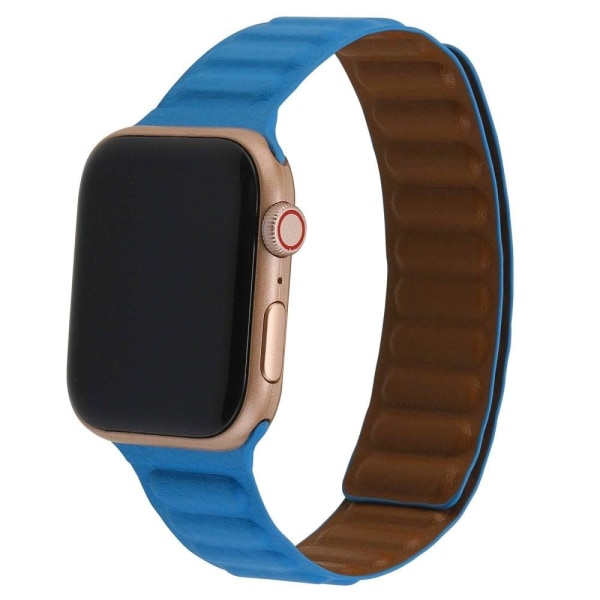 Apple Watch Series 8 (41mm) urrem i ægte læder - Krysantemum Orkidé Blue