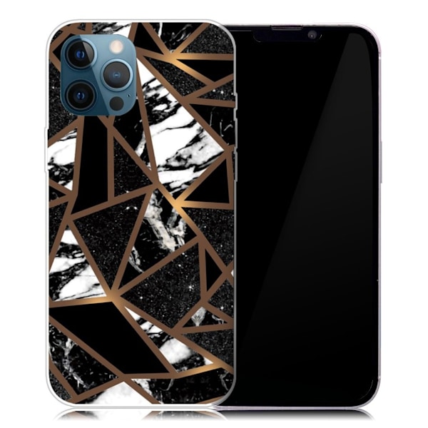 Marble design iPhone 13 Pro Max cover - Sorte Flisefragmenter Black