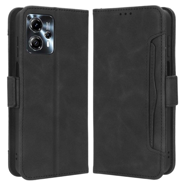 Stilfuldt Læder Etui med Pung til Motorola Moto G23 / G13 - Sort Black