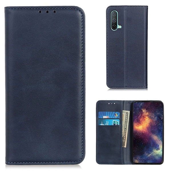 Lompakko-style Aitoa Nahkaa Läppäkotelo For OnePlus Nord CE 5G - Sininen Blue