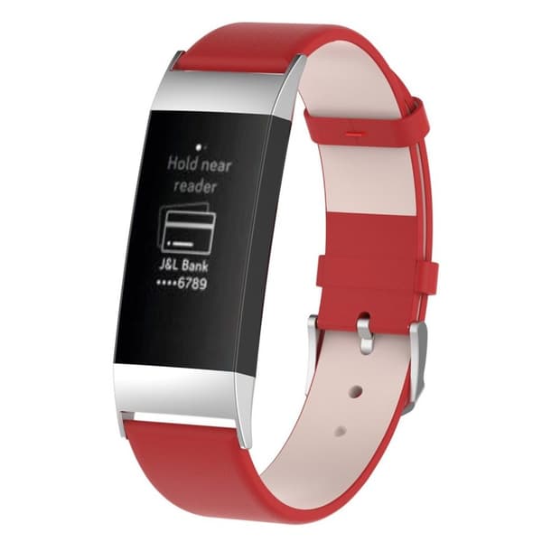 Fitbit Charge 3 aitoa nahkaa Kellon ranneke - Punainen Red