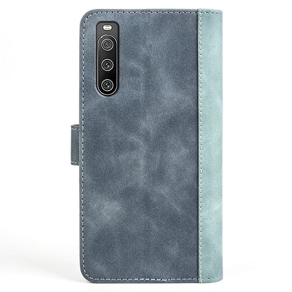 To-farvet Sony Xperia 10 IV læderetui - Blå Blue
