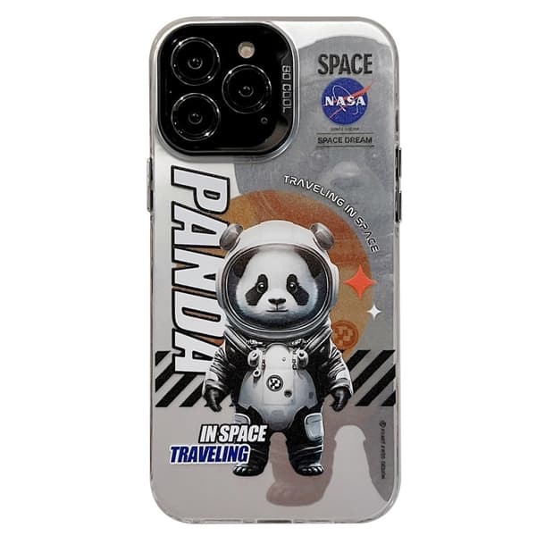 Värikäs kuvio Slim iPhone 15 Plus iskunkestävä tapaus - Musta Panda Black