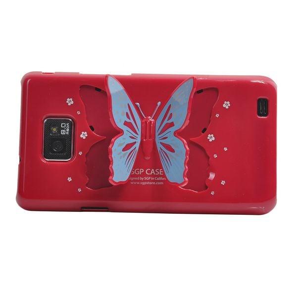 Butterfly Wings - Foldbar Holder (Rød) Samsung Galaxy S2 Cover Red