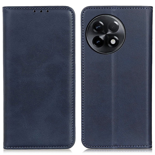 Flip Etui med Pung i Ægte Læder til OnePlus 11R / Ace 2 - Blå Blue