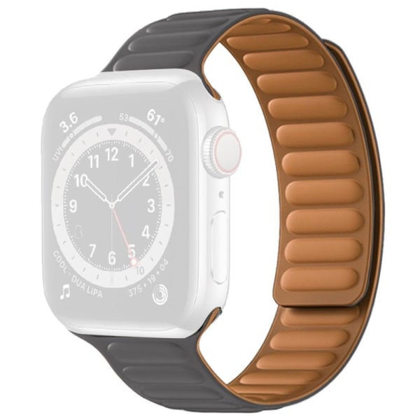 Apple Watch (45mm) dual color silicone magnetic lock watch strap Silvergrå