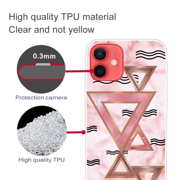 Marble design iPhone 13 Mini cover - Rosa Farvede Trekanter Multicolor