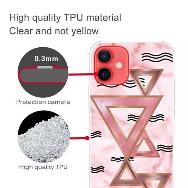 Marmormotiv iPhone 13 Mini skal - Rosa Färgade Trianglar multifärg