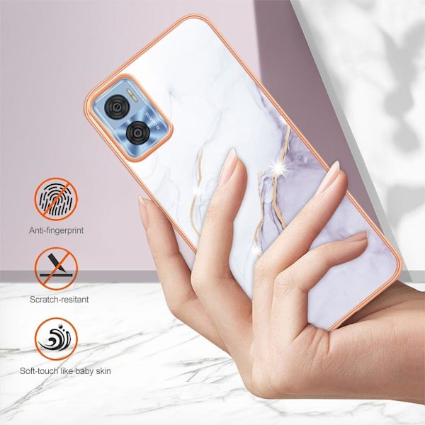 Marble Motorola Moto E22 / E22i Etui - Hvid Marmor White