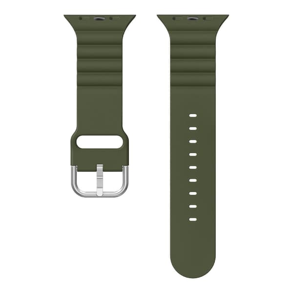 Apple Watch (41mm) vandret stribet silikoneurrem - Sortliggrøn Green