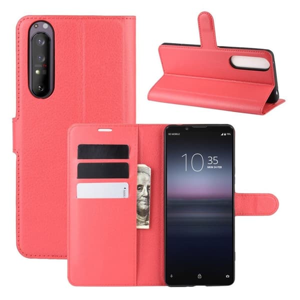 Klassisk Sony Xperia 1 II flip etui - rød Red