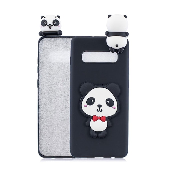 Samsung Galaxy S10 Plus 3D kuvio suojakotelo - Panda ja Punainen Rusetti Multicolor