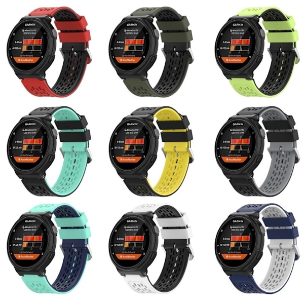 24 mm dobbeltlags silikoneurrem til Garmin Forerunner-enhed - Sort / Grå Black