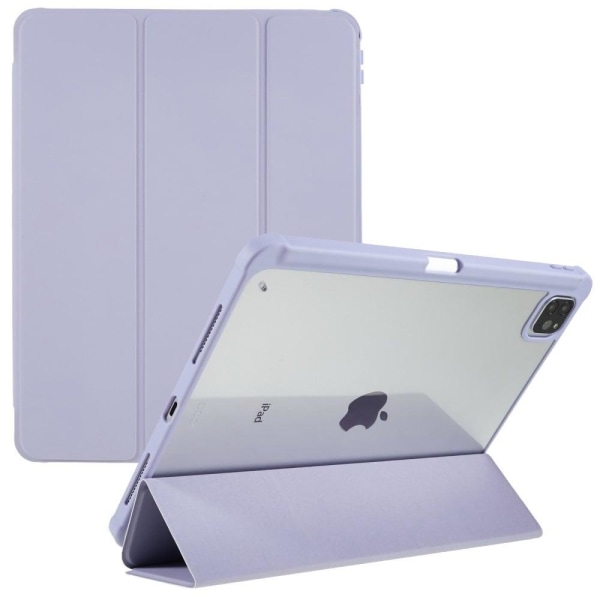 iPad Pro 12.9 (2022) / (2021) / (2020) tri-fold leather and acry Purple