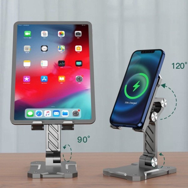 Universal folding desktop stand for Phone and Tablet with wirele Grön