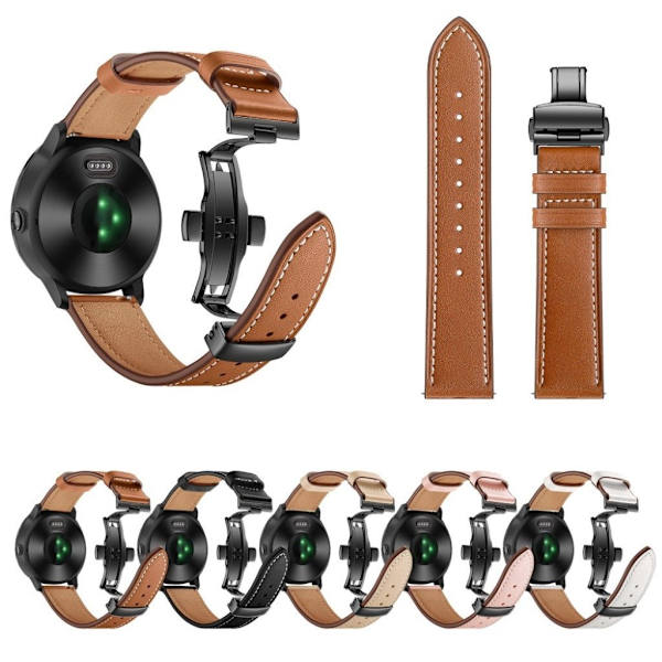 Garmin Vivoactive 3 / Vivomove HR læder Læder Urrem - Sort / Sort Black
