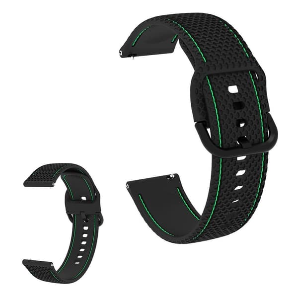 20mm Universal line design silikoni ranneke - Musta / Vihreä Black