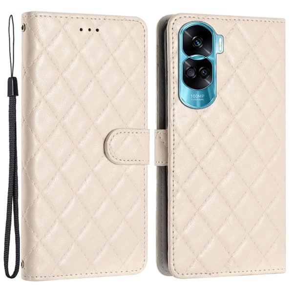 Funksjonelt rombe lommebokdeksel for Honor 90 Lite / Honor X50i - Sand Beige