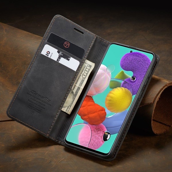 CaseMe Samsung Galaxy A51 Vintage kotelot - Musta Black