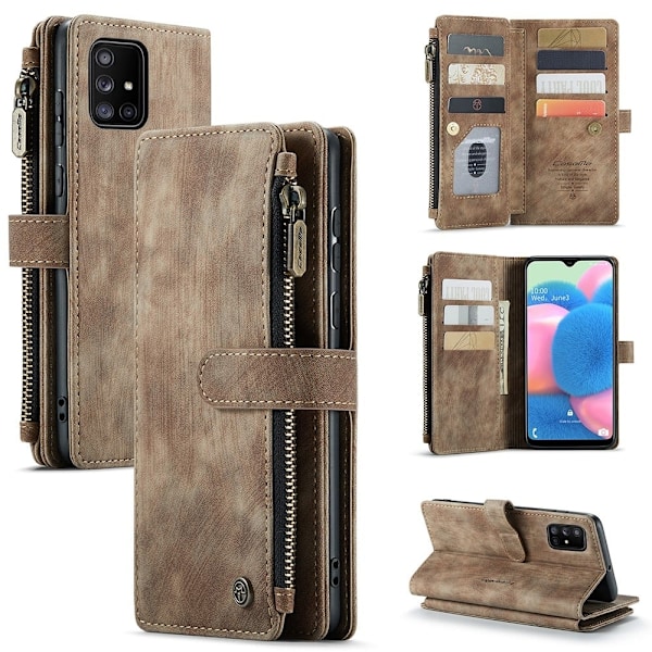CaseMe Samsung Galaxy A51 etui med lynlås og pung - Brun Brown