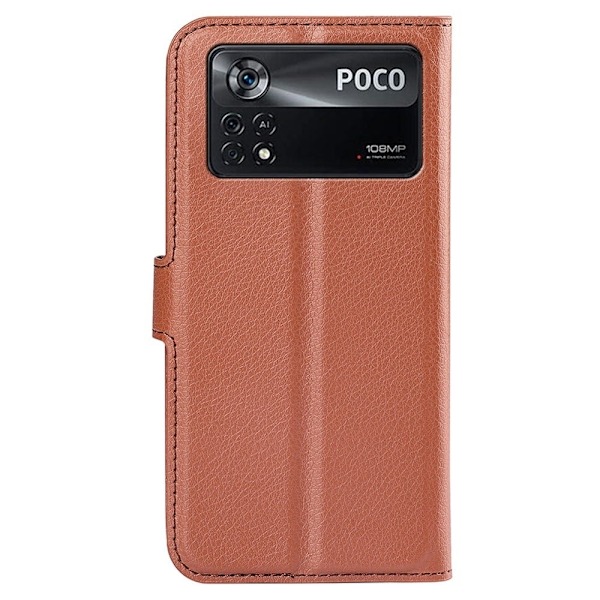 Klassisk Xiaomi Poco X4 Pro 5G flip etui - Brun Brown