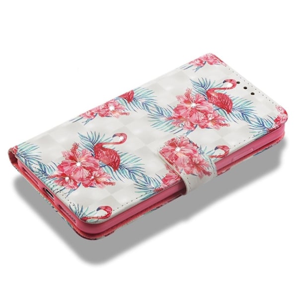 iPhone Xs Max Syntetläder plånboks mobilfodral med bildmotiv och mobilsnöre - Flamingos multifärg