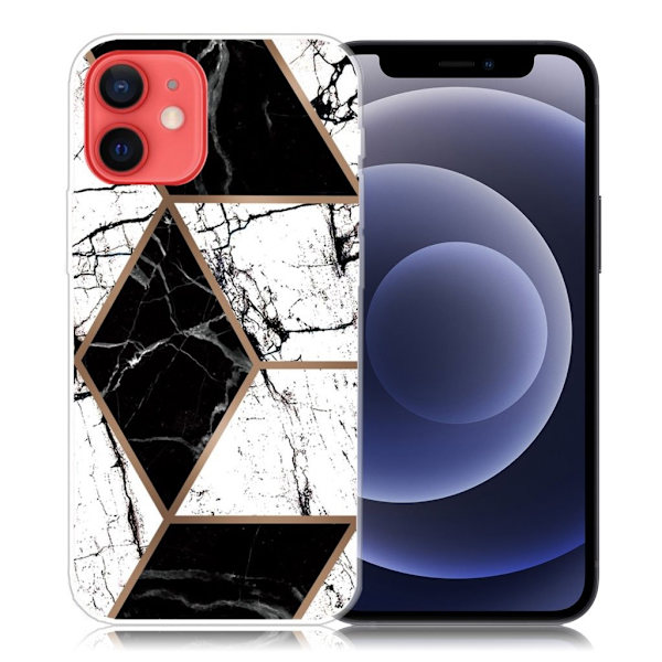 Marble design iPhone 12 Mini kotelot - Musta Ja Musta Multicolor