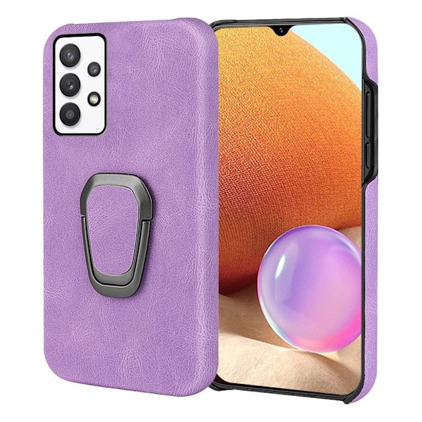 Stötsäkert läderfodral med oval kickstand för Samsung Galaxy A32 - Lila Lila