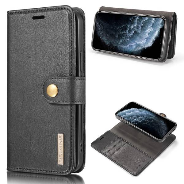 DG.MING iPhone 12 Pro / iPhone 12 2-i-1 etui med pung - Sort Black