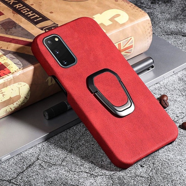 Stødsikkert lædercover med oval kickstand til Samsung Galaxy S20 - Rød Red