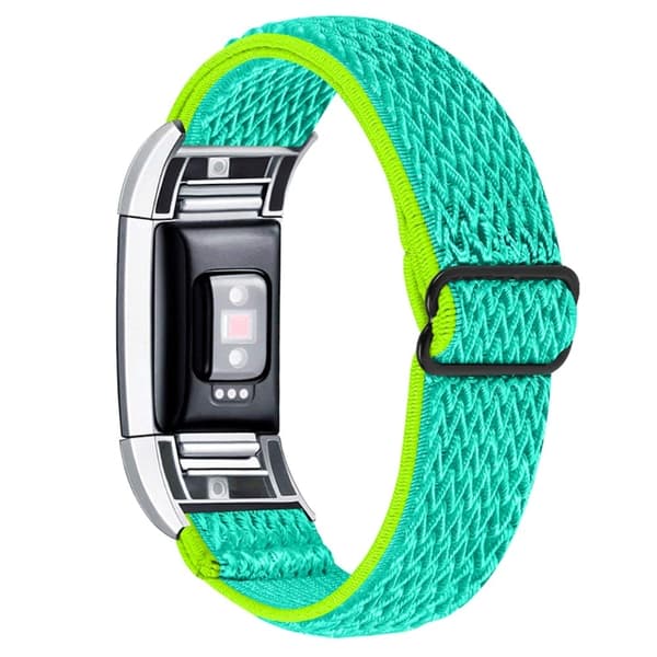 Fitbit Charge 2 nylon elastinen kellonhihna - Keltainen / Vihreä Green