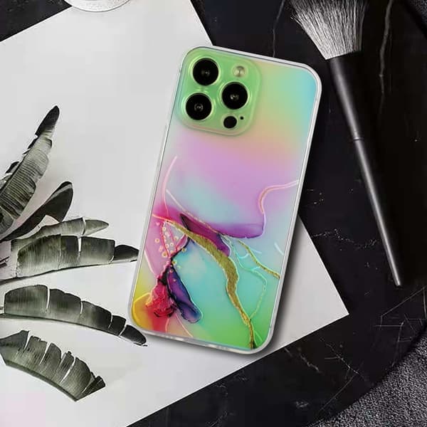 Marble iPhone 15 Pro Max Etui - Grønn Multicolor