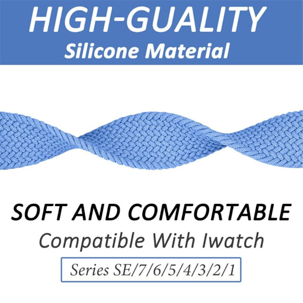 Apple Watch Series 8 (45mm) / Watch Ultra klockarmband i elastisk nylon - Baby Blå Storlek: L Blå