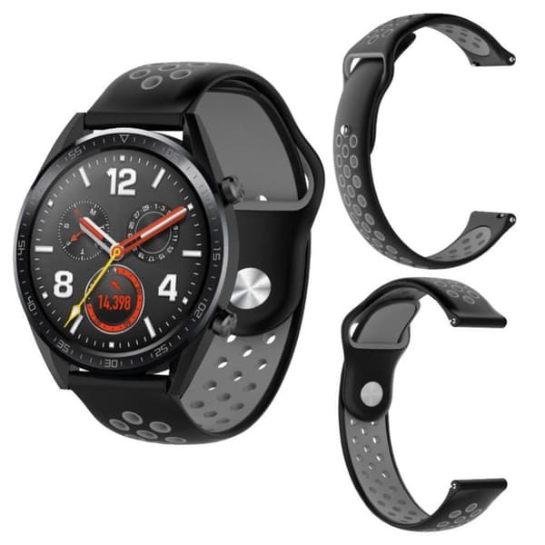 Universal two-tone design watch strap - Black / Grey Black
