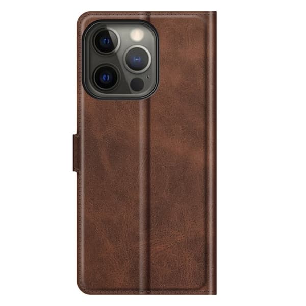 Skinn-etui i lommebok-stil for iPhone 13 Pro Max - Kaffe Brown