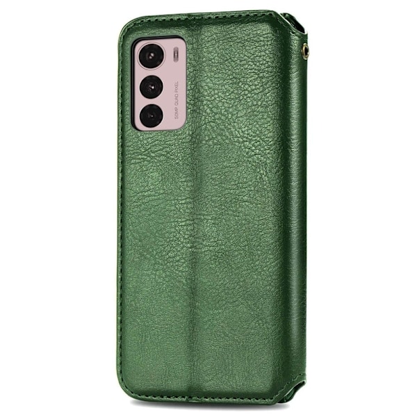 Läder Motorola Moto G42 fodral med romb-design - Grön Grön