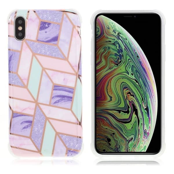 Marble design iPhone Xs Max cover - Lilla I Grøn Og Lyserød Marmor Multicolor