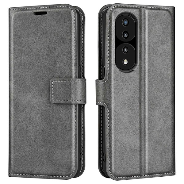 Hållbart konstläder Honor 70 Pro fodral med plånbok - Silver/Grå Silvergrå