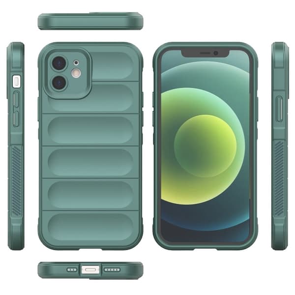 iPhone 12 6,1 tommer Drop Protection Rugged Back Shell Flexible Phone Protector Case - Grøn Green