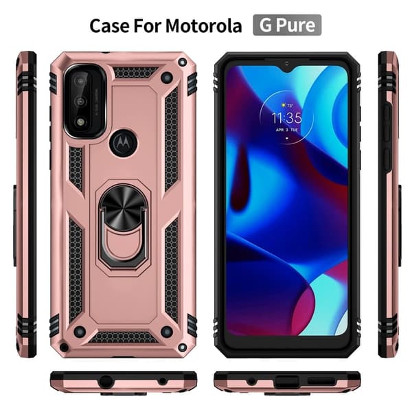 Bofink Combat Motorola G Pure Etui - Rødguld Pink