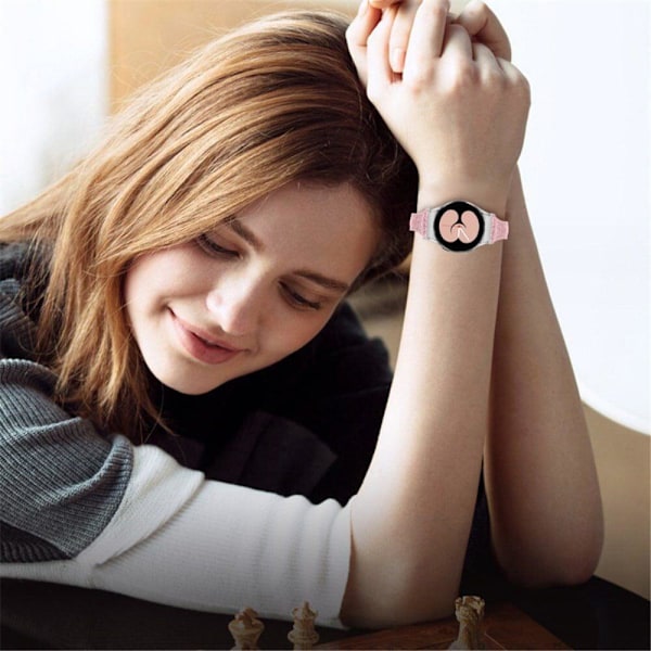 Samsung Galaxy Watch 5 / 5 Pro gradientfärgad klockarmband i koskinnläder - Silver / Rosa Rosa