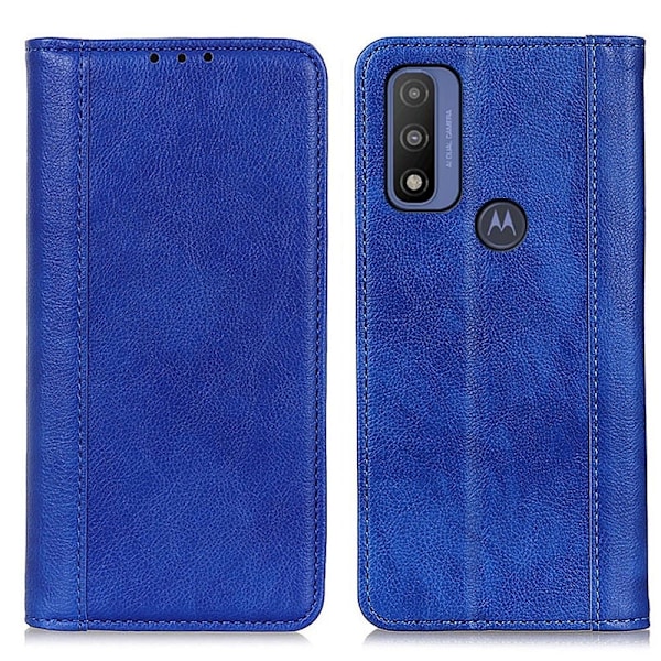 Äkta läder Motorola G Pure fodral med magnetisk stängning Blå
